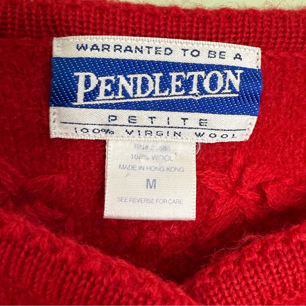 Vintage Pendleton red wool cardigan sweater jacket woman M petite embroidery - Picture 3 of 12
